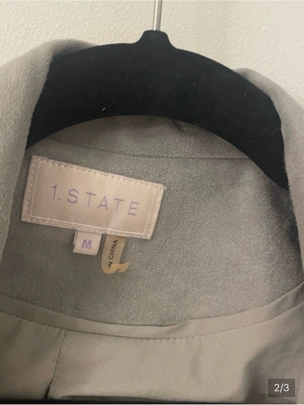 1.STATE Gray Faux Suede Moto Jacket Biker Asymmetrical Zip Women M - Picture 3 of 3